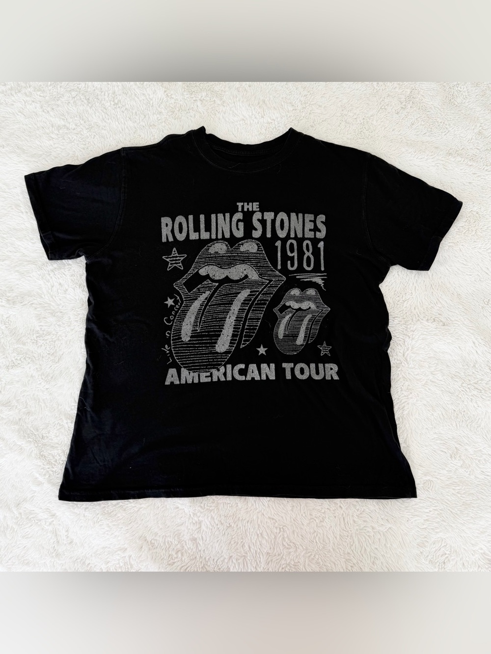 Rolling Stones 1981 American Tour Graphic Band Tee Black Organic Cotton